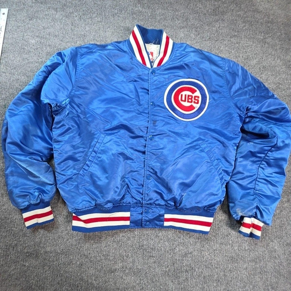Vintage Chicago Cubs Jacket Mens Large Blue MLB Baseball Starter Satin 90s